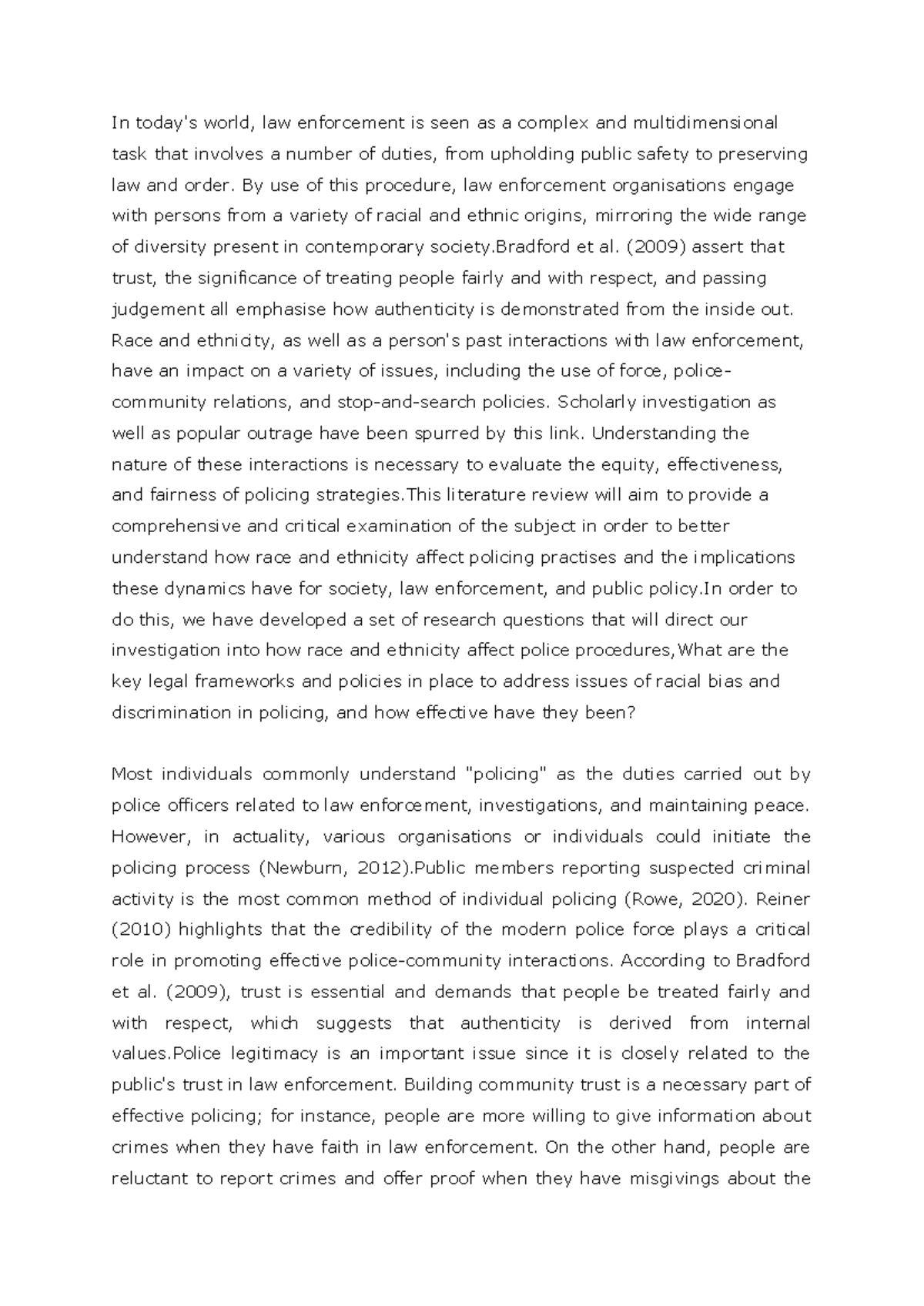 Assignment 003 - Essay on Racial Bias in Law Enforcement Practices ...