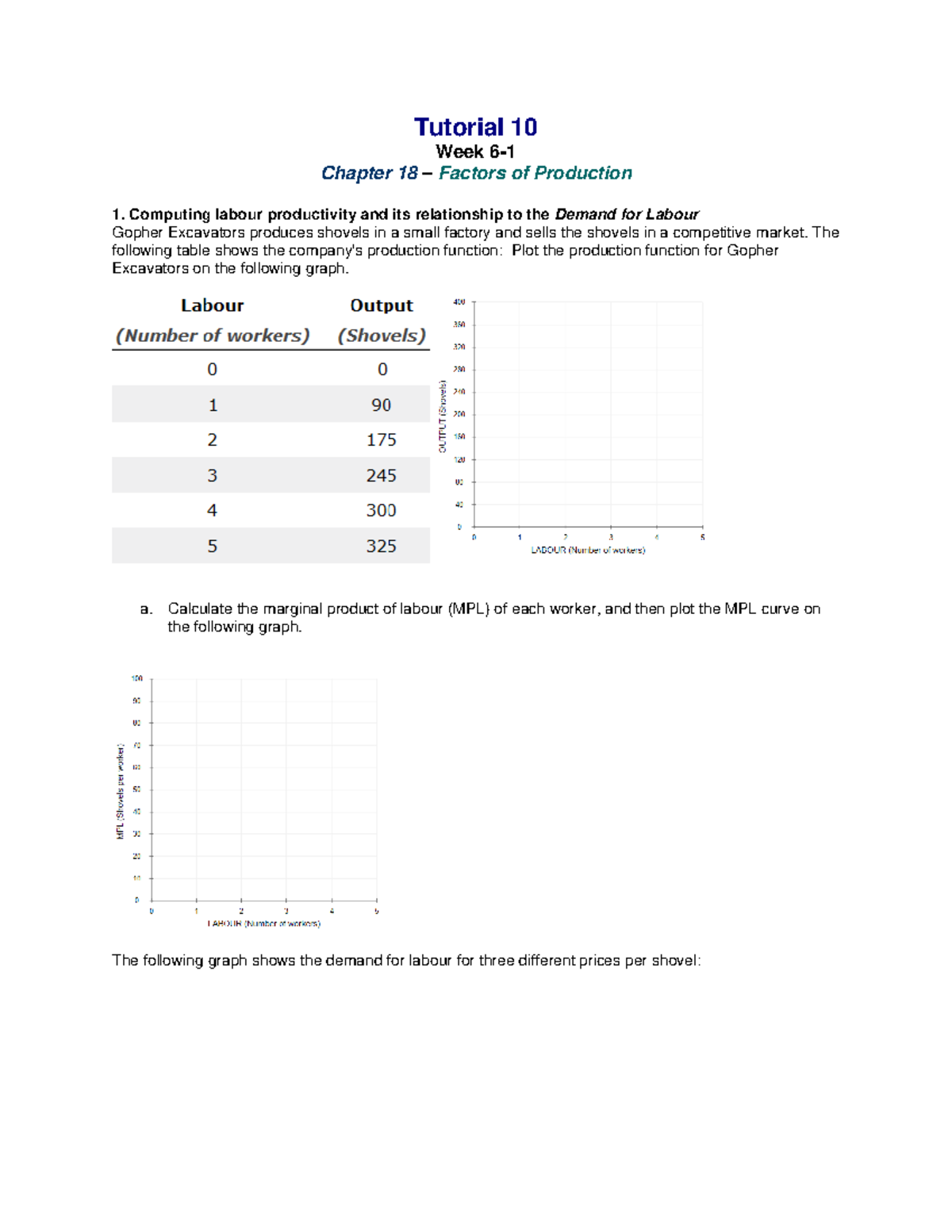 June 8 Questions - ECON1001 Tutorial - Tutorial 10 Week 6- Chapter 18 ...