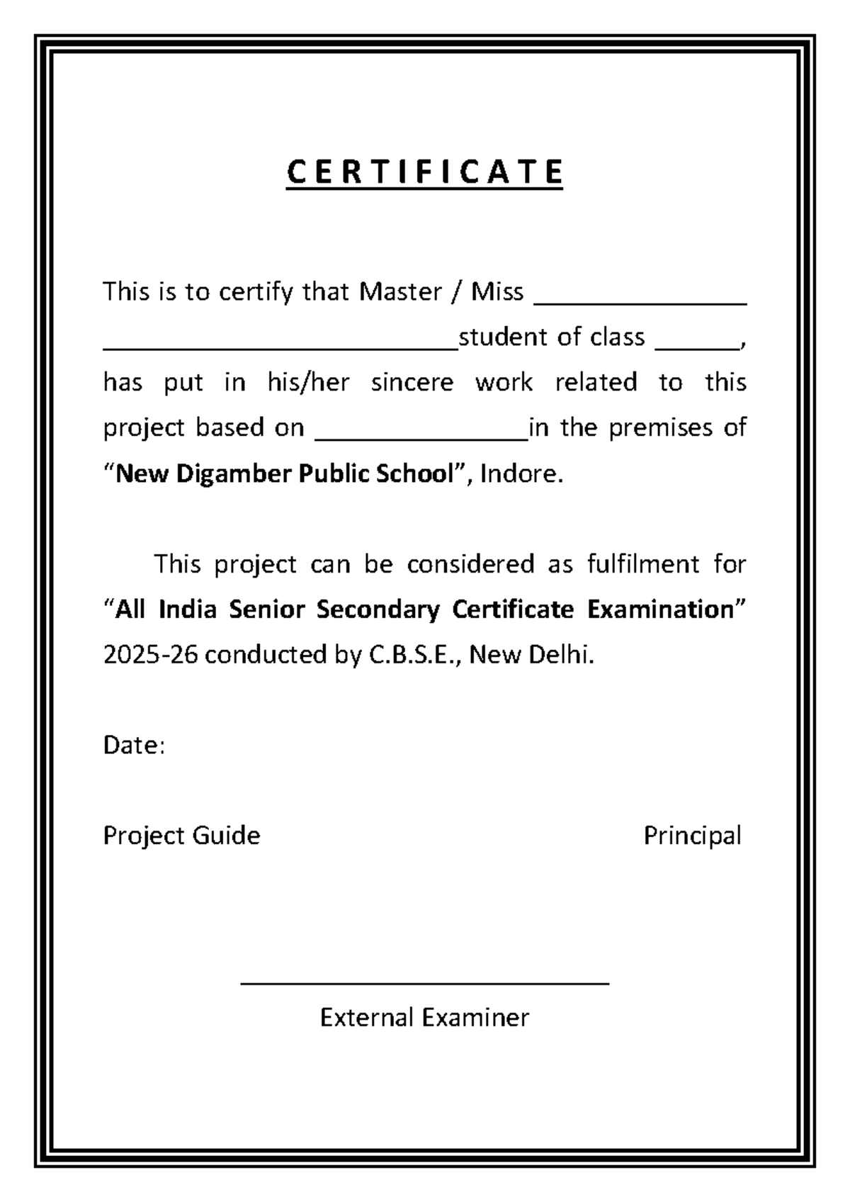 Certificate of Completion for India Senior Secondary Certificate - Studocu