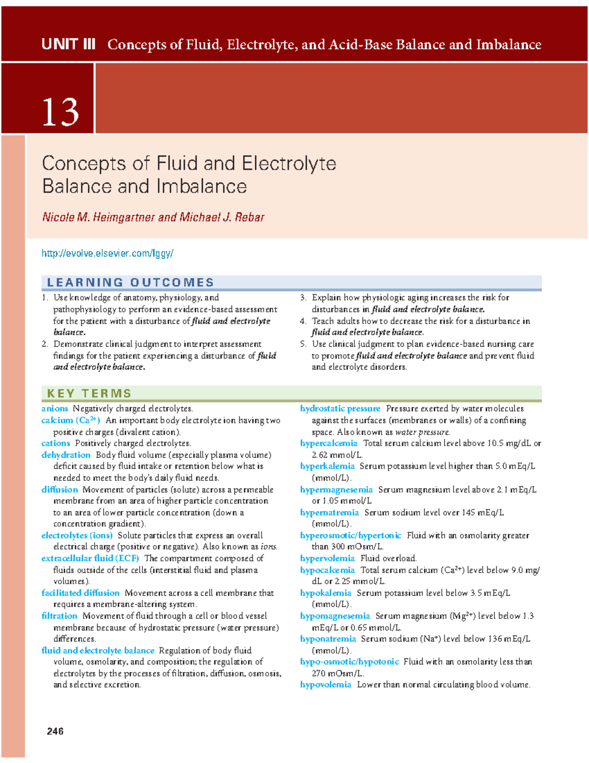 MS Book Ch 13-15: Fluid and Electrolyte Balance Concepts - Studocu