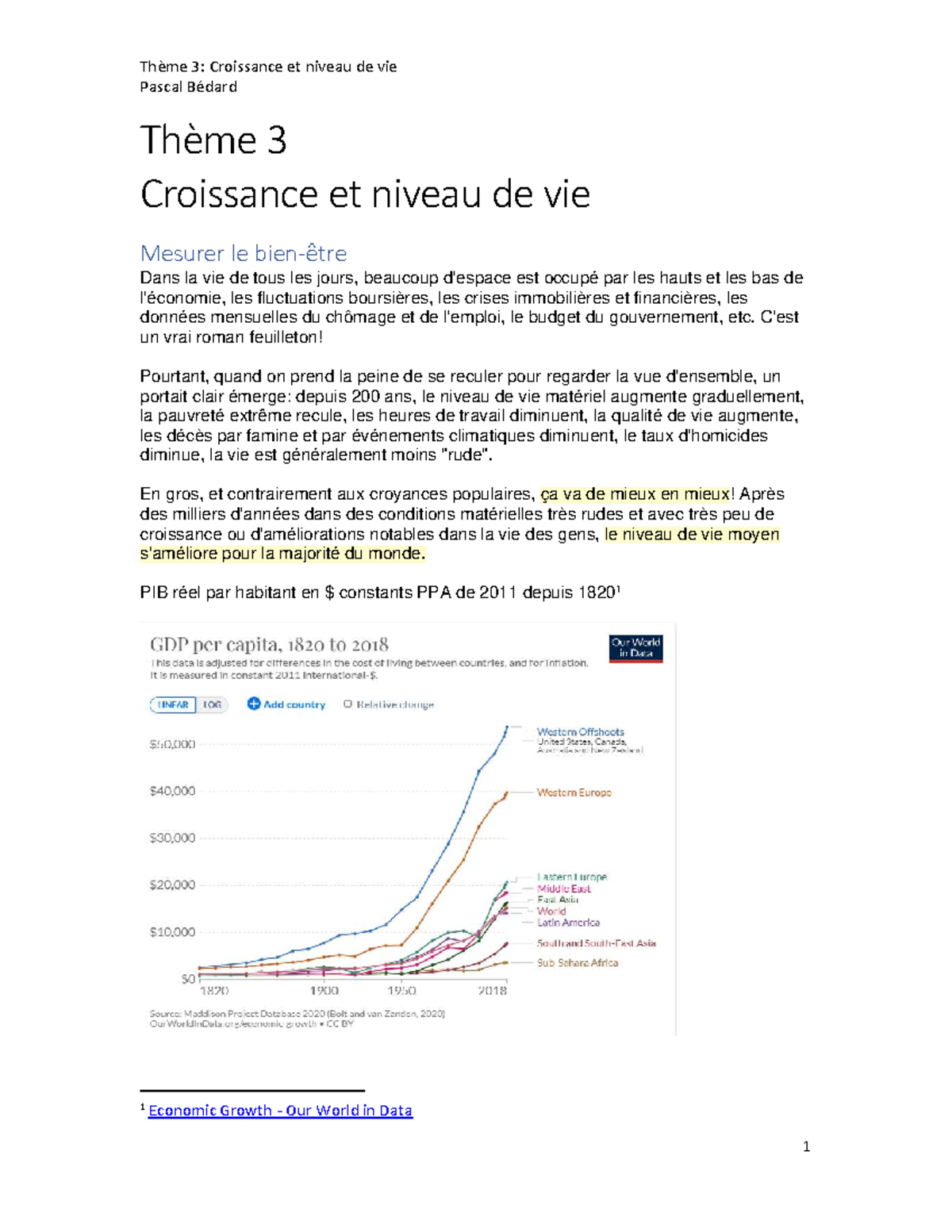 Thème 3: Croissance et Niveau de Vie - Analyse Économique - Studocu