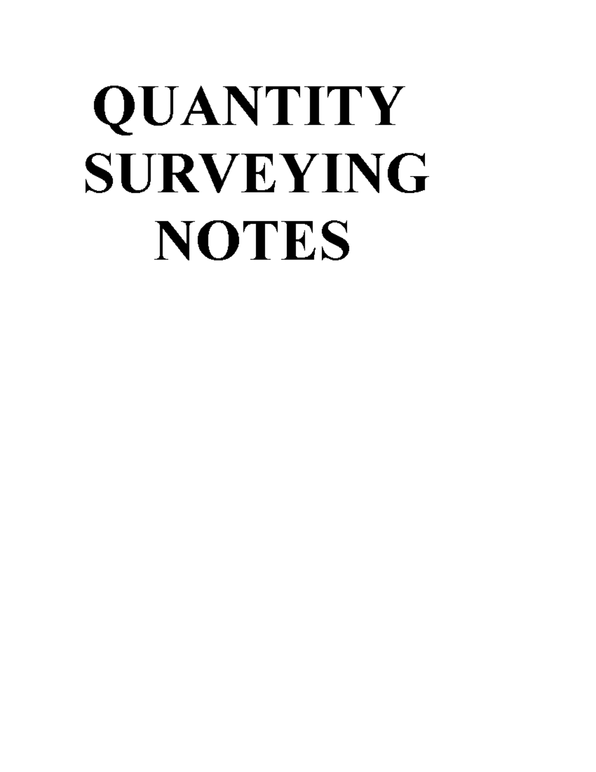 Quantity Surveying Notes: Chapter 1 - Introduction to Estimation and ...