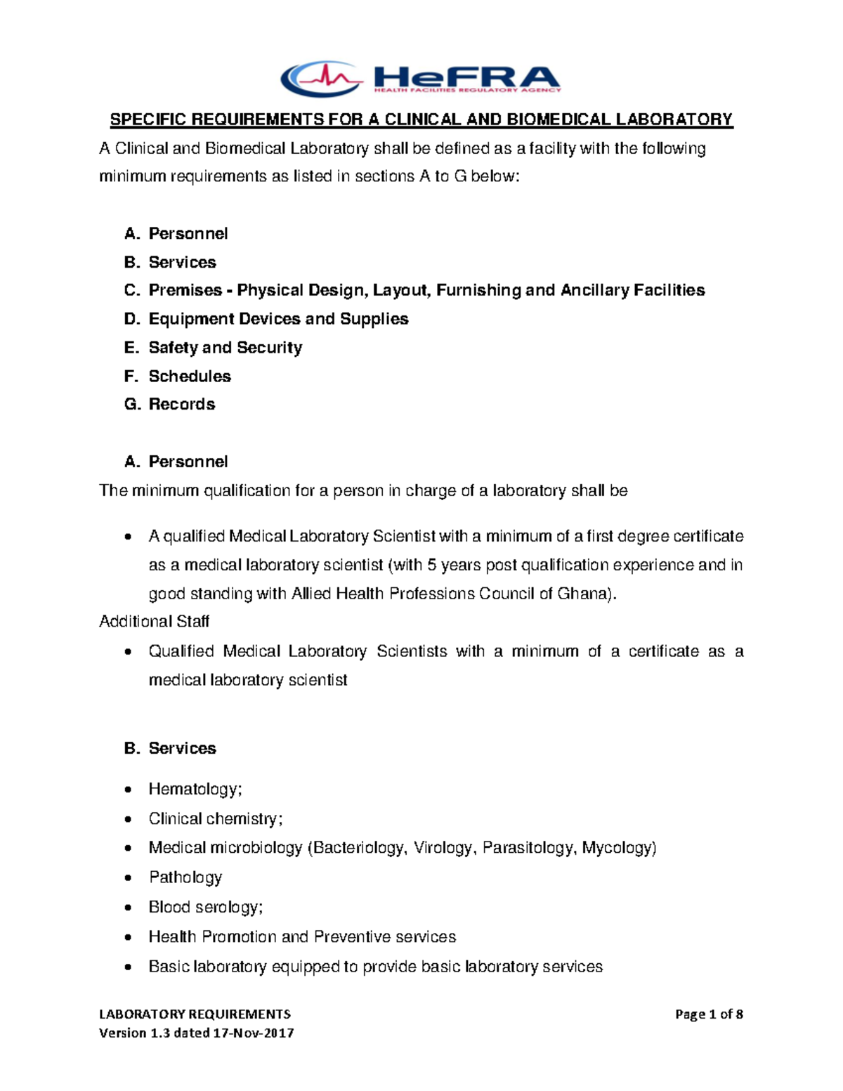 LABORATORY REQUIREMENTS FOR CLINICAL & BIOMEDICAL LABS (KHS 6) - Studocu