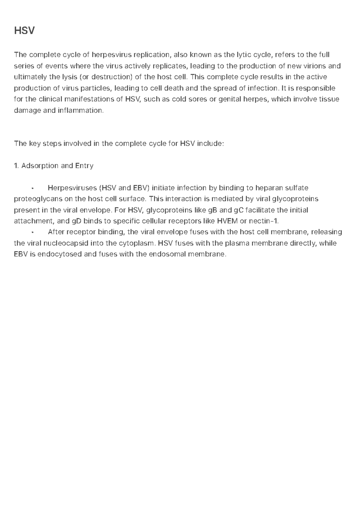 HSV - Overview of Herpes Simplex Virus Replication Cycle and Latency ...
