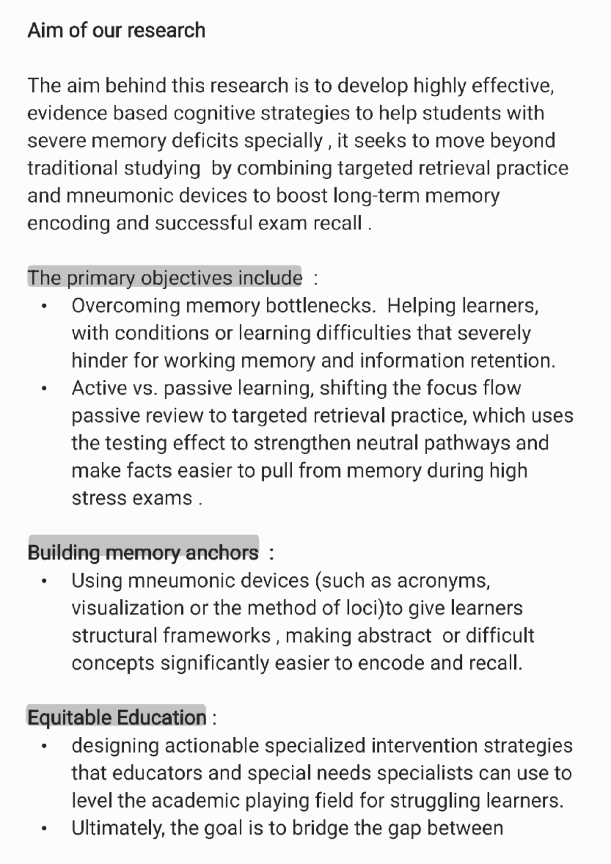 Research Aim: Effective Cognitive Strategies for Memory Deficits 260602 ...