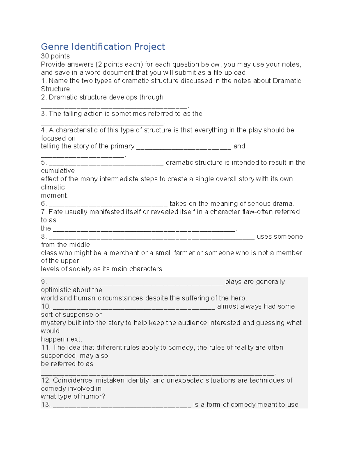 Genre Identification Project (30 pts) - Key Questions & Answers - Studocu