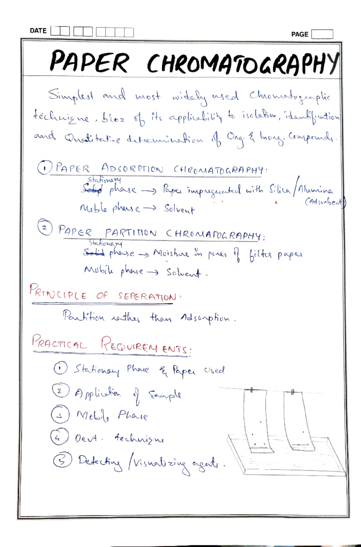 Paper chromatography assignment - DATE DOD PAGE PAPER CHROMATOGRAPHY ...