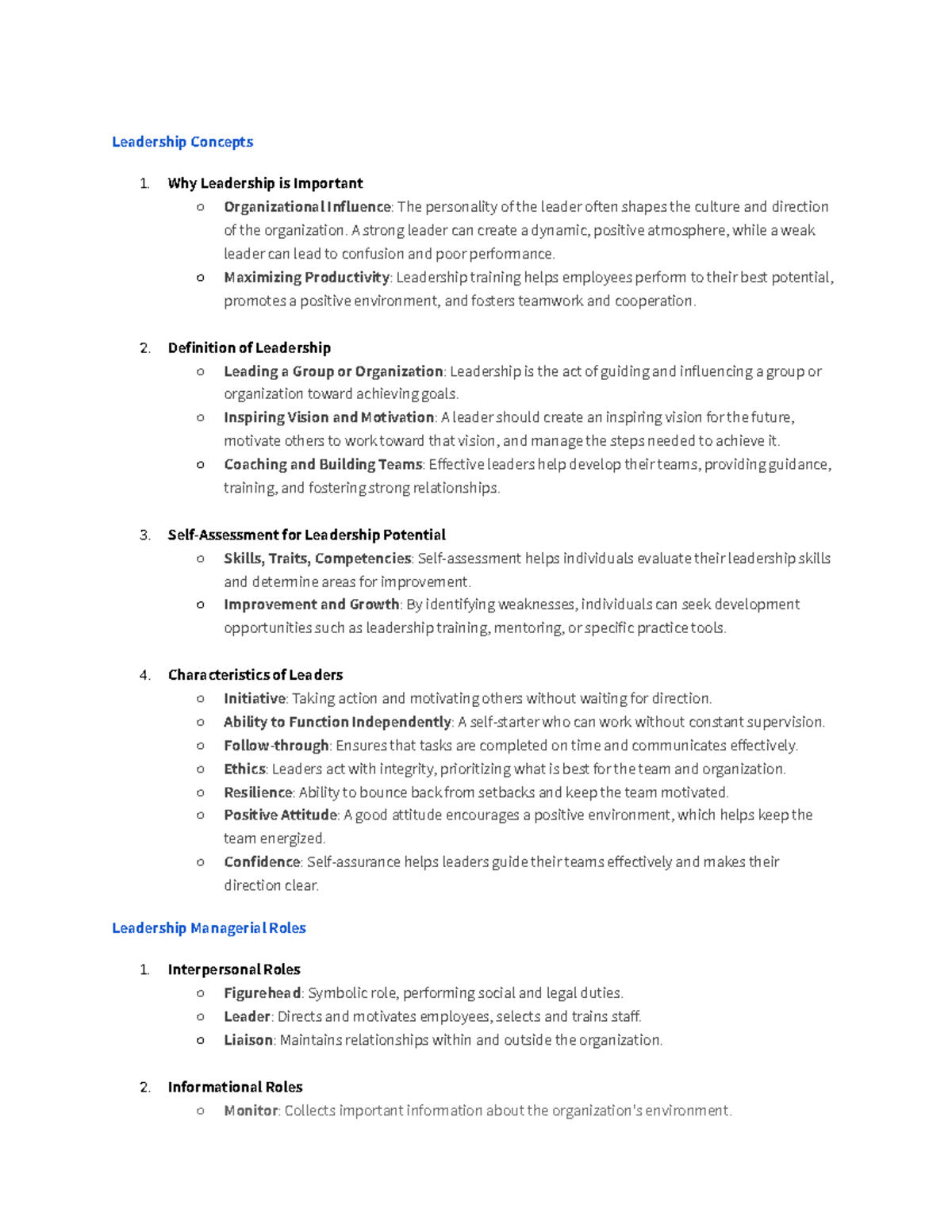 Leadership Concepts: Key Notes on Organizational Leadership Principles ...