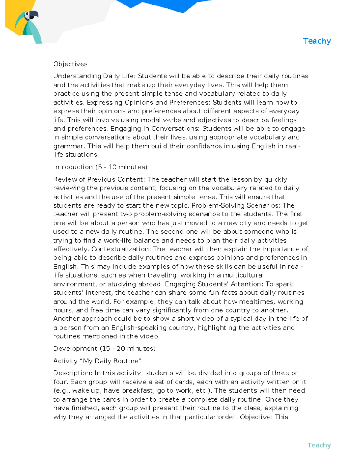 Lesson Plan - 12 9 2024 - Self-Introduction in English LP - Studocu
