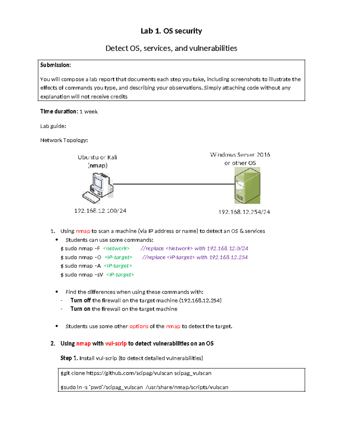 Lab 1: OS Security with Nmap - Detection of OS, Services, and ...