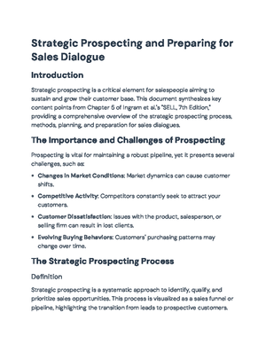 Strategic Prospecting and Sales Dialogue Preparation Guide - Strategic ...