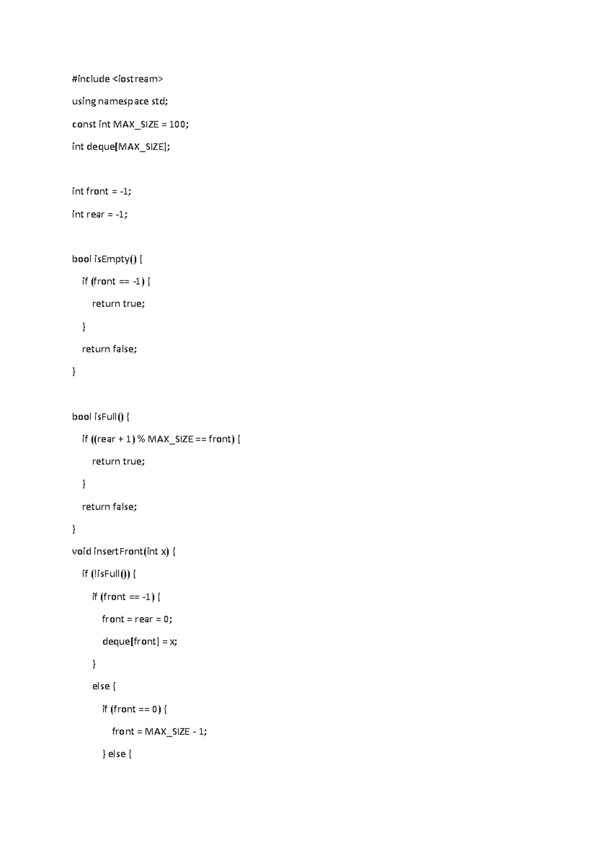 C++ Final Exam: Implementing a Deque Using Arrays - Studocu