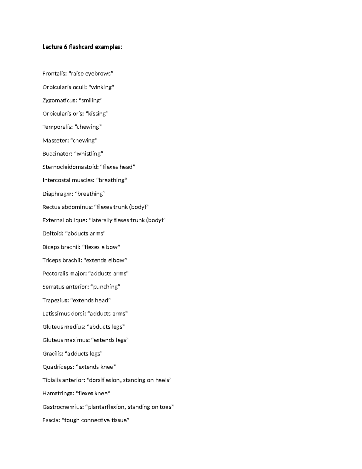 Lecture 6 flashcard examples - Lecture 6 flashcard examples: Frontalis ...