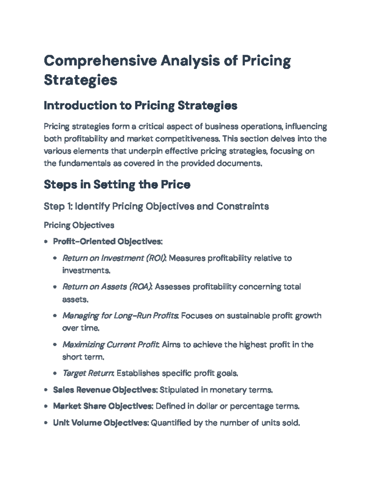Comprehensive Analysis of Pricing Strategies and Demand Estimation ...