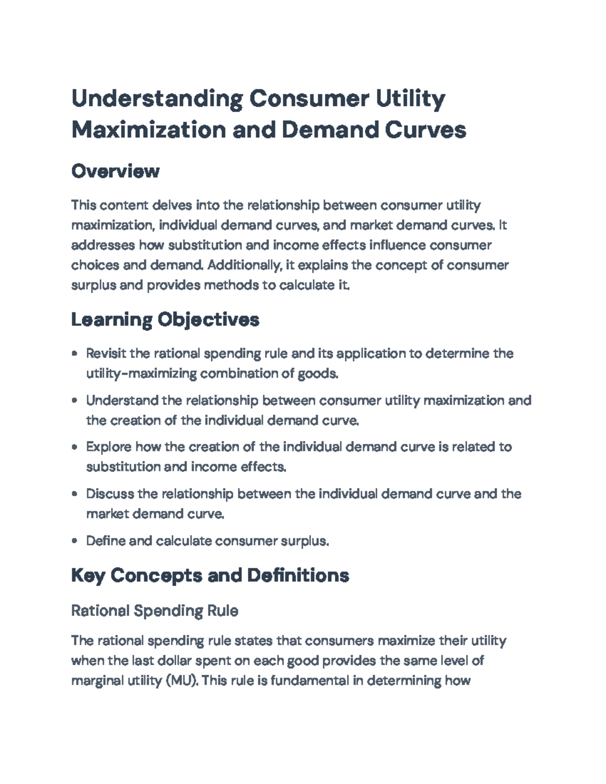 Understanding Consumer Utility Maximization and Demand Curves - ECO102 ...
