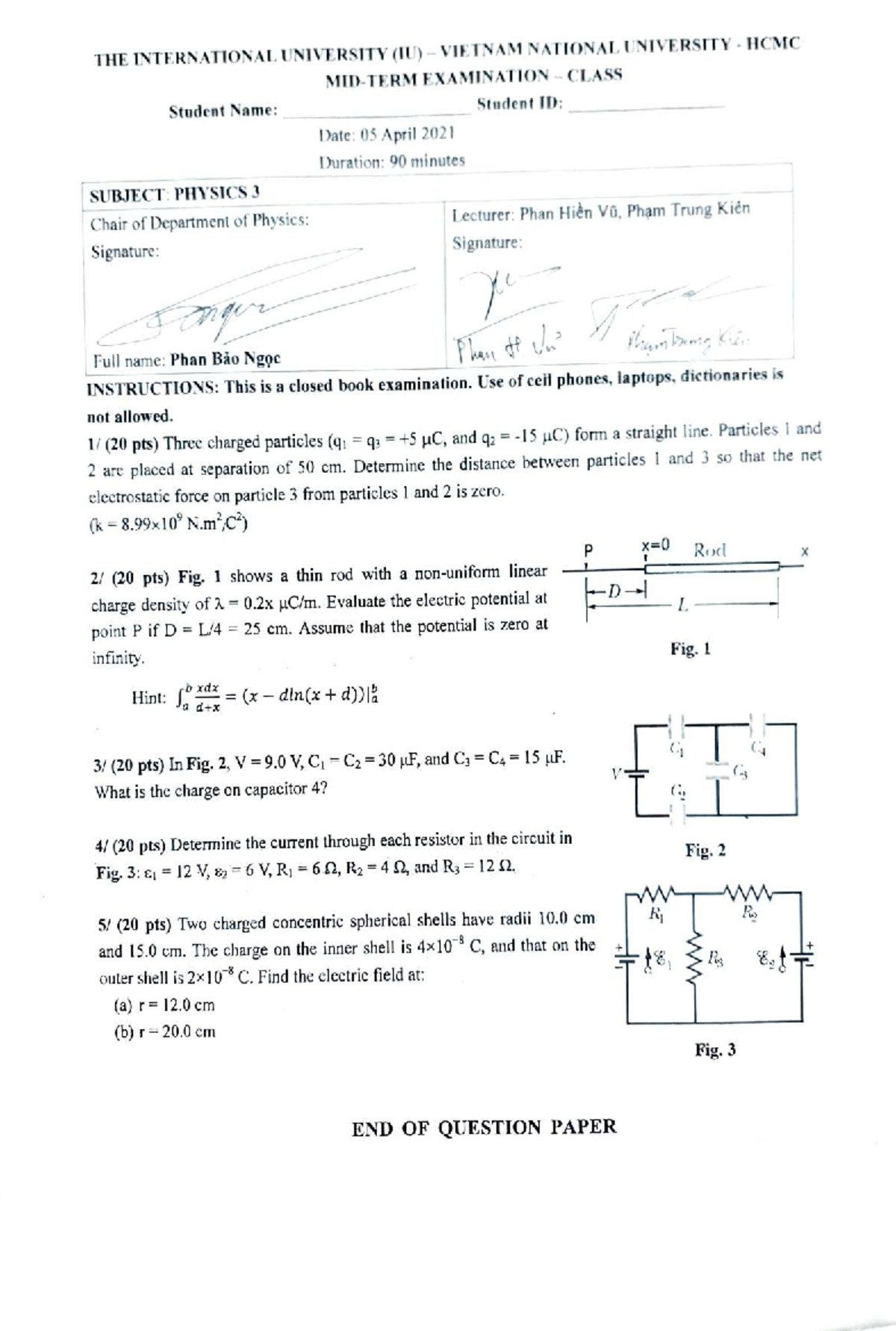 April 2021 - PHYSICS 3 Final Exam Questions and Solutions - Studocu