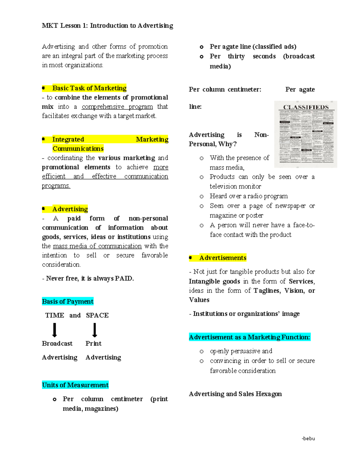 MKT-L1: Overview of Advertising Concepts and Strategies - Studocu