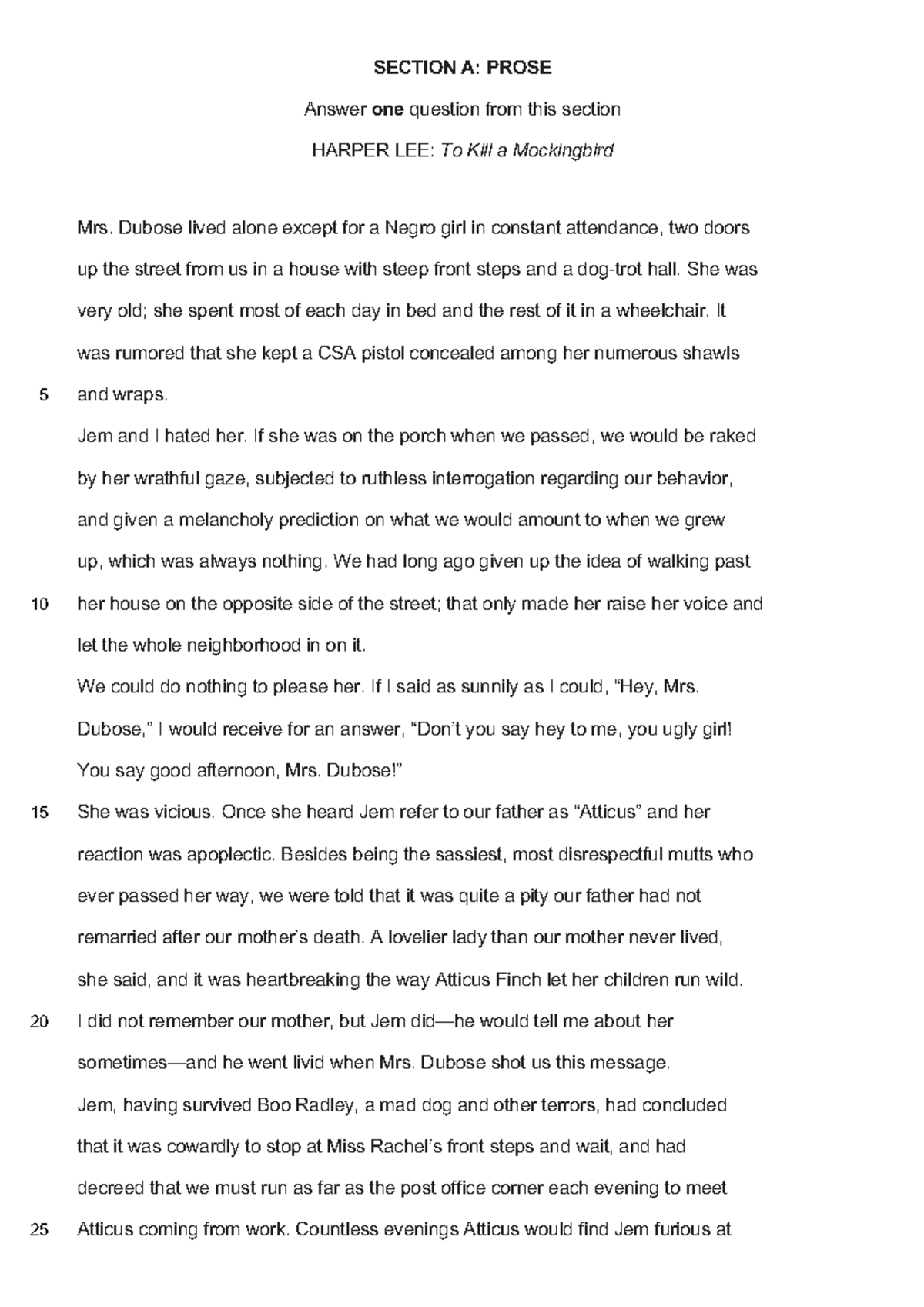 Igcse Literature: To Kill a Mockingbird - Prose Analysis Section A ...