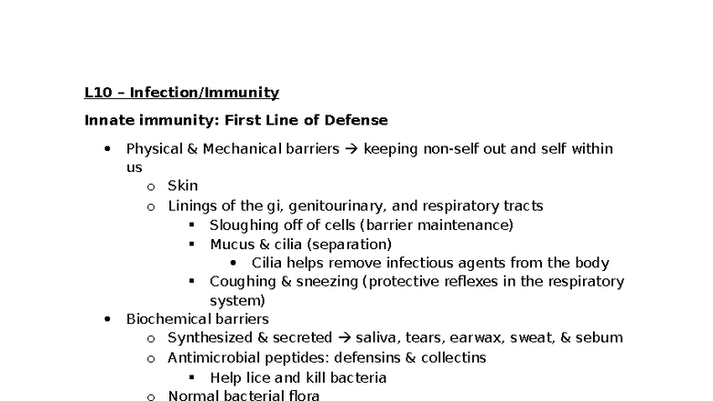 Pathophysiology Exam 2 Notes: Infection & Immunity Overview - Studocu