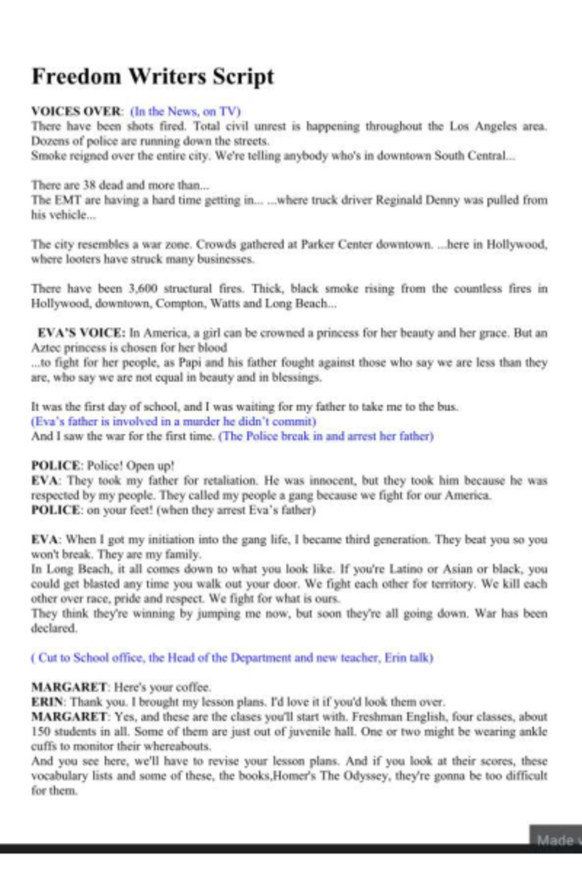 School Fight Script