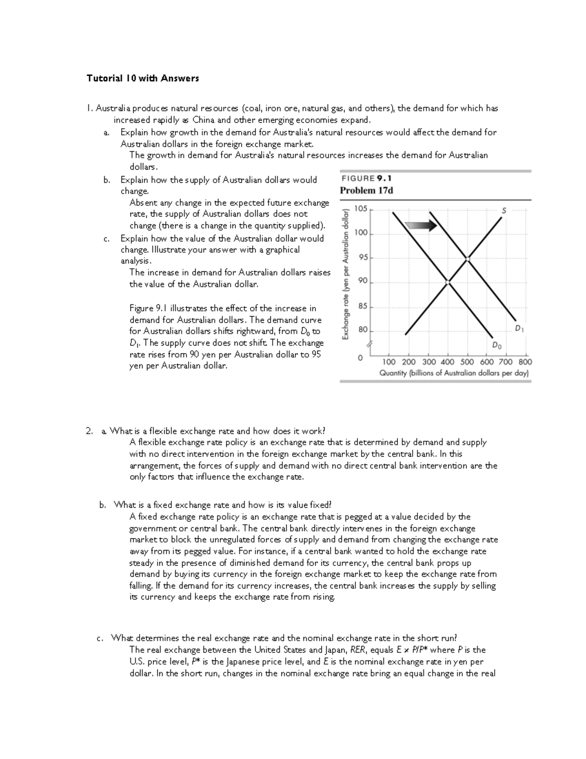 Tutorial 10 Answers: Australian Dollar Demand & Consumption Functions -  Studocu