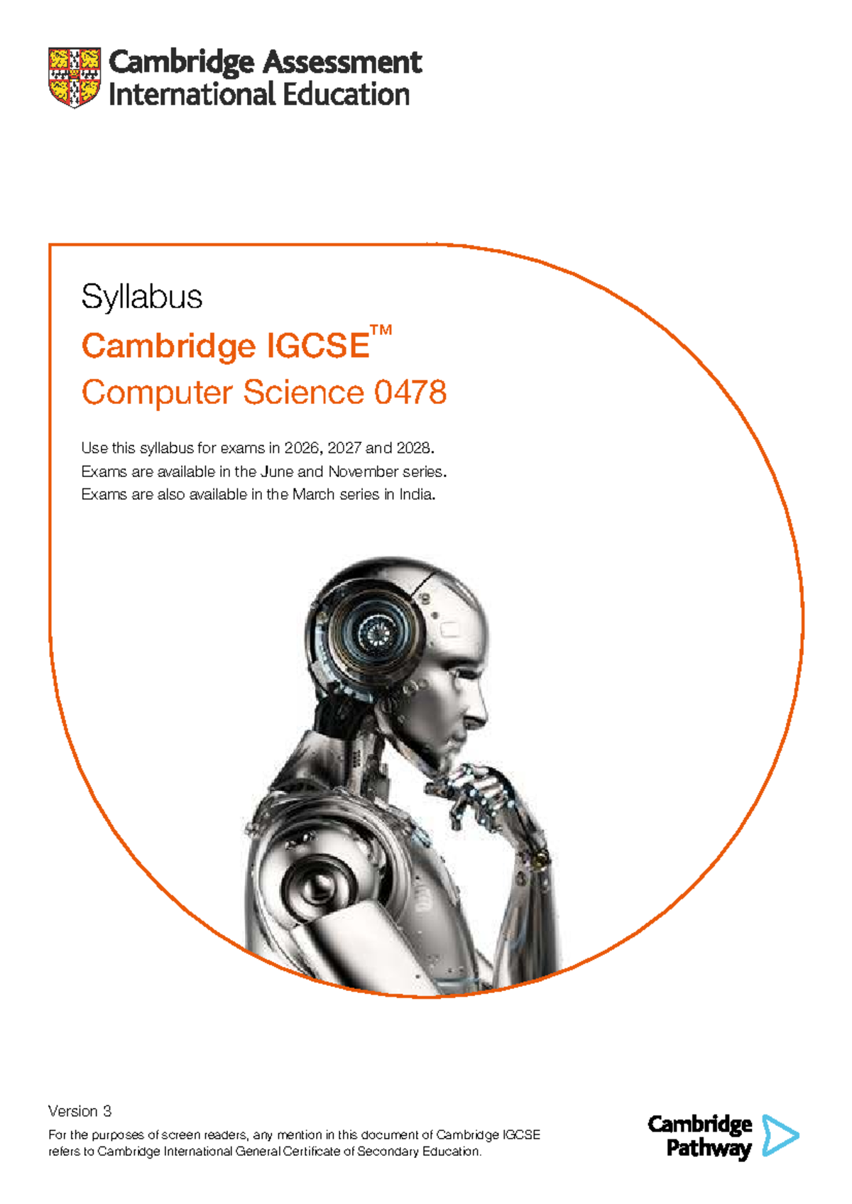 Cambridge IGCSE Computer Science 0478 Syllabus Overview for 2026-2028 ...