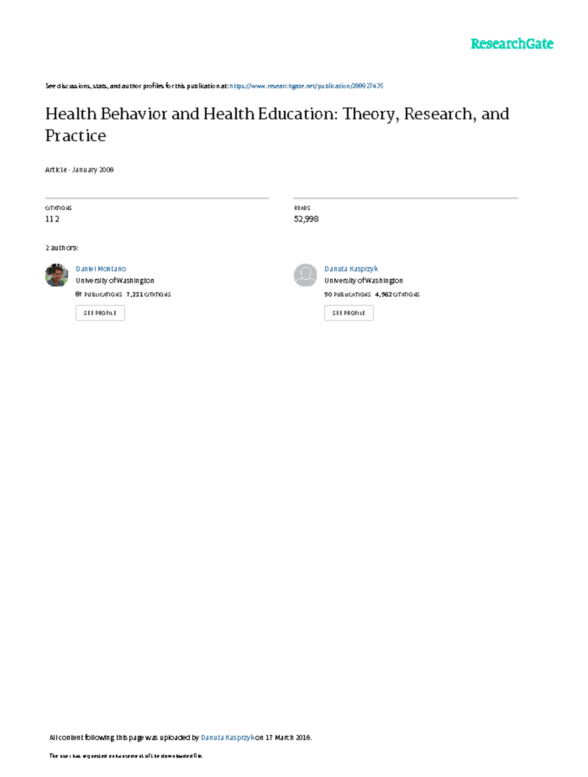 Health Behavior and Education (HEBE) 4th Ed: TRA, TPB, and IBM Insights ...