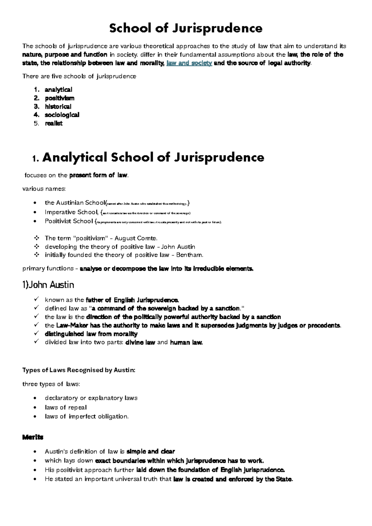 Jurisprudence Schools: Theoretical Perspectives on Law - Final Exam ...