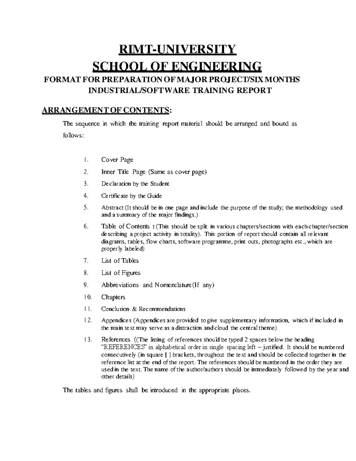 B.TECH CSE Major Project/Training Report Preparation Guidelines - Studocu