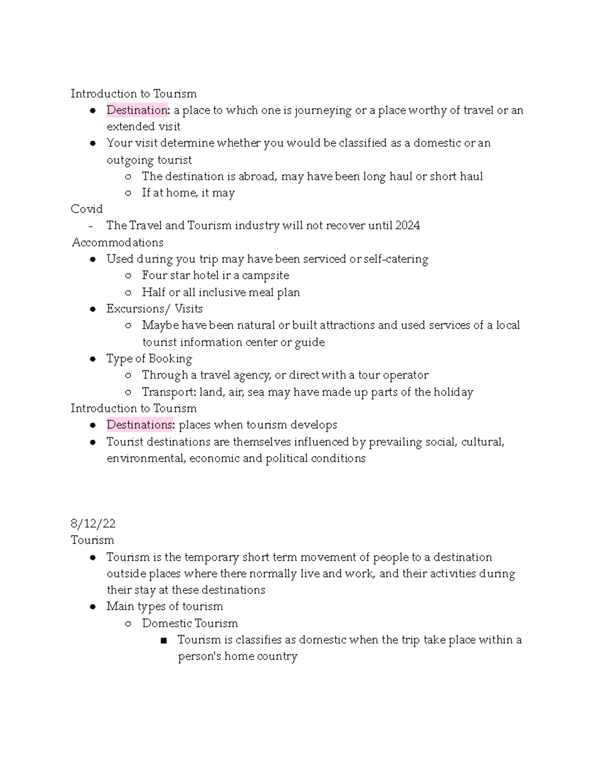 Tourism Studies 101: Chapter 1 Comprehensive Notes on Travel Concepts ...