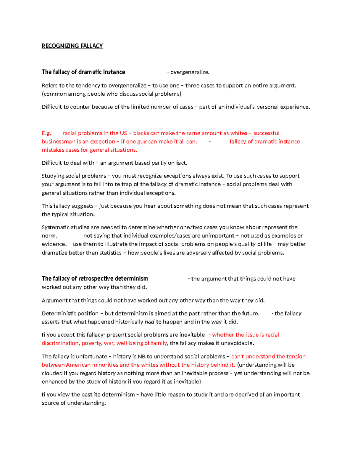 Fallacies in Social Argumentation: Recognizing Key Misconceptions - Studocu