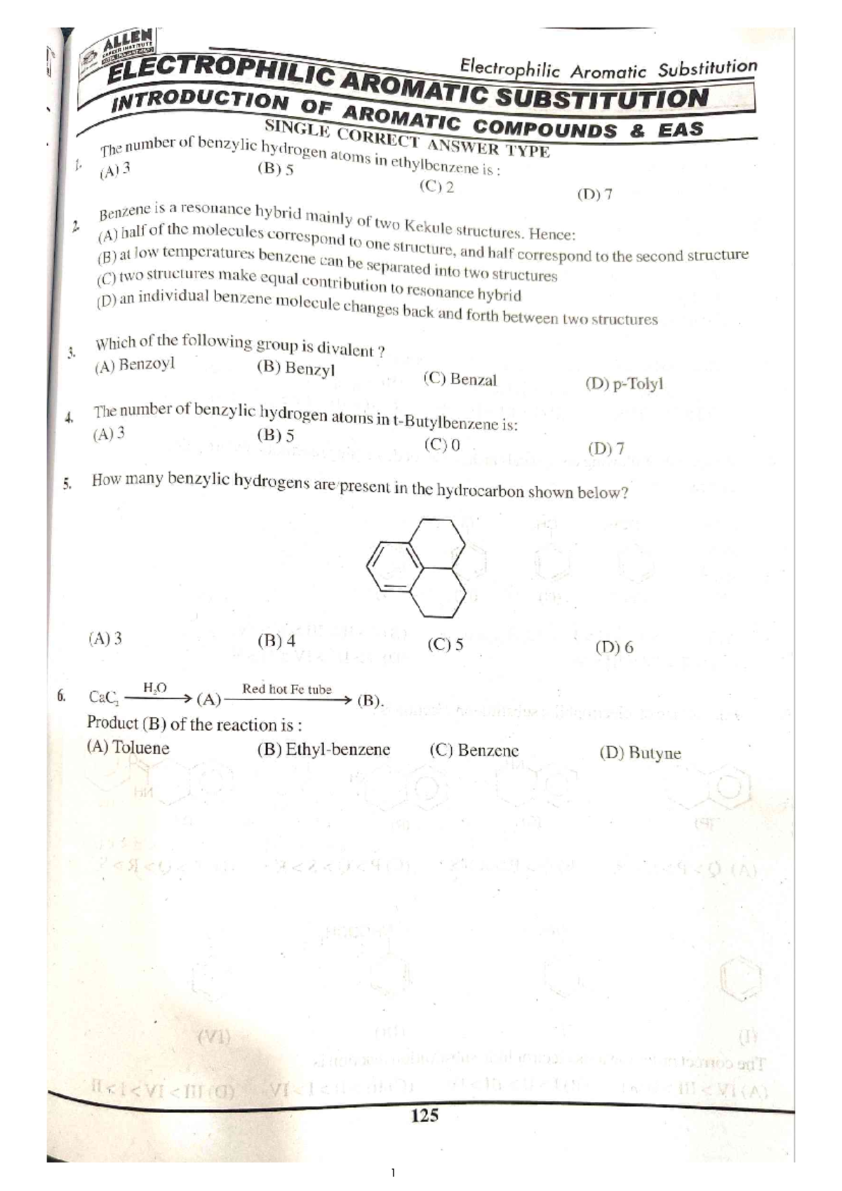 EAS Practice Questions - Electrophilic Aromatic Substitution (EAS ...