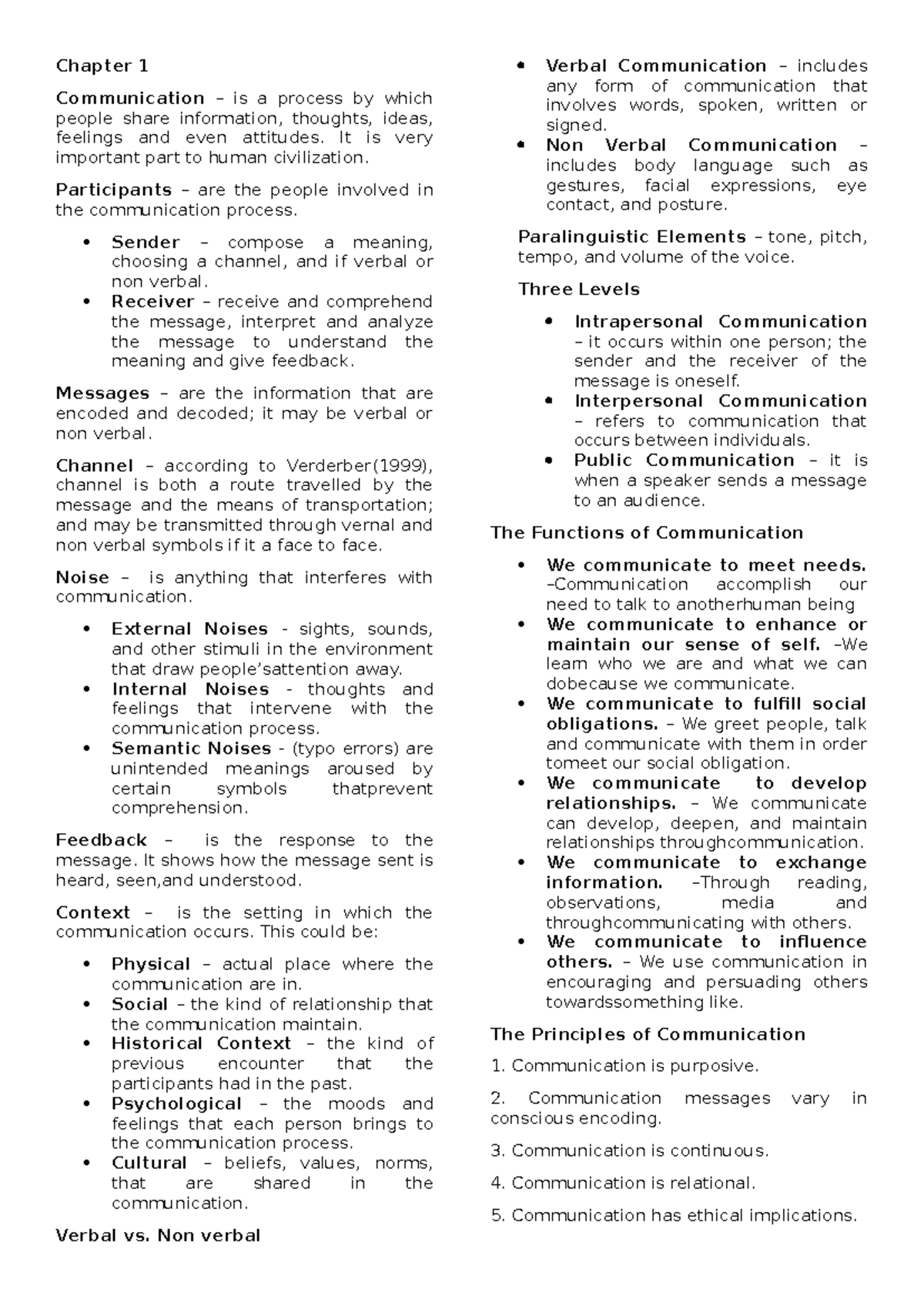Purcom - hahssh - Chapter 1 Communication – is a process by which ...