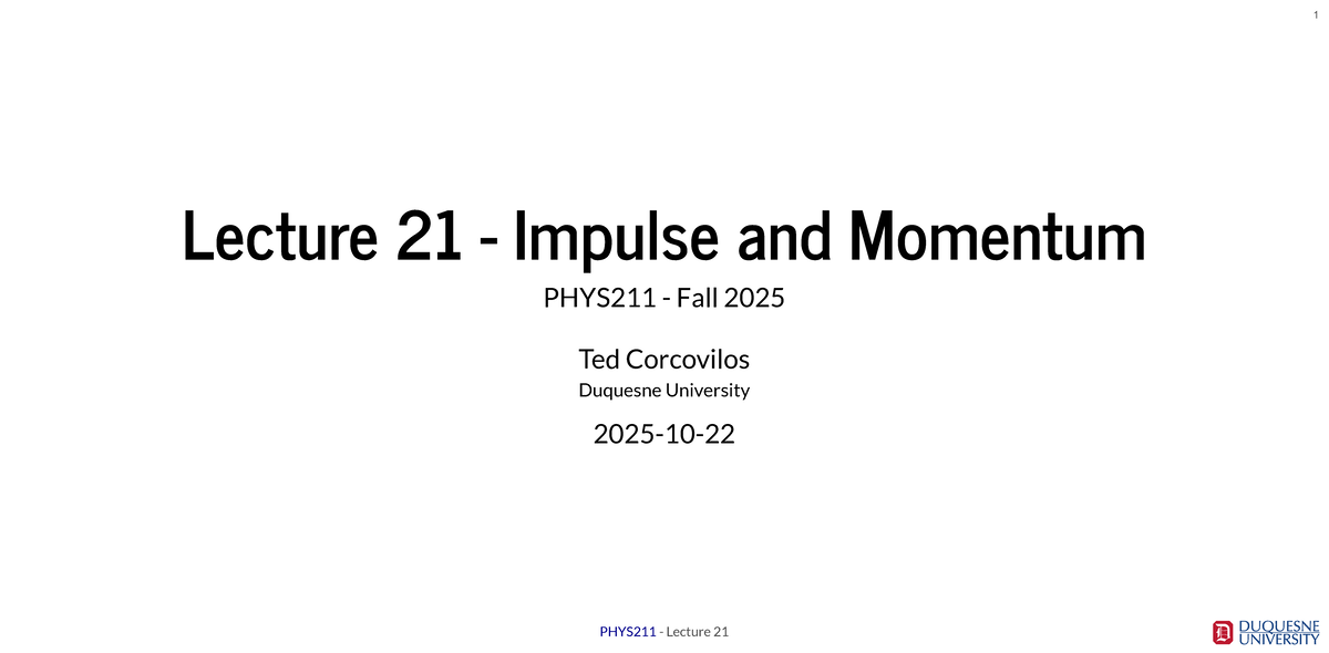 Lecture 21 - Impulse and Momentum (PHYS211) - Studocu