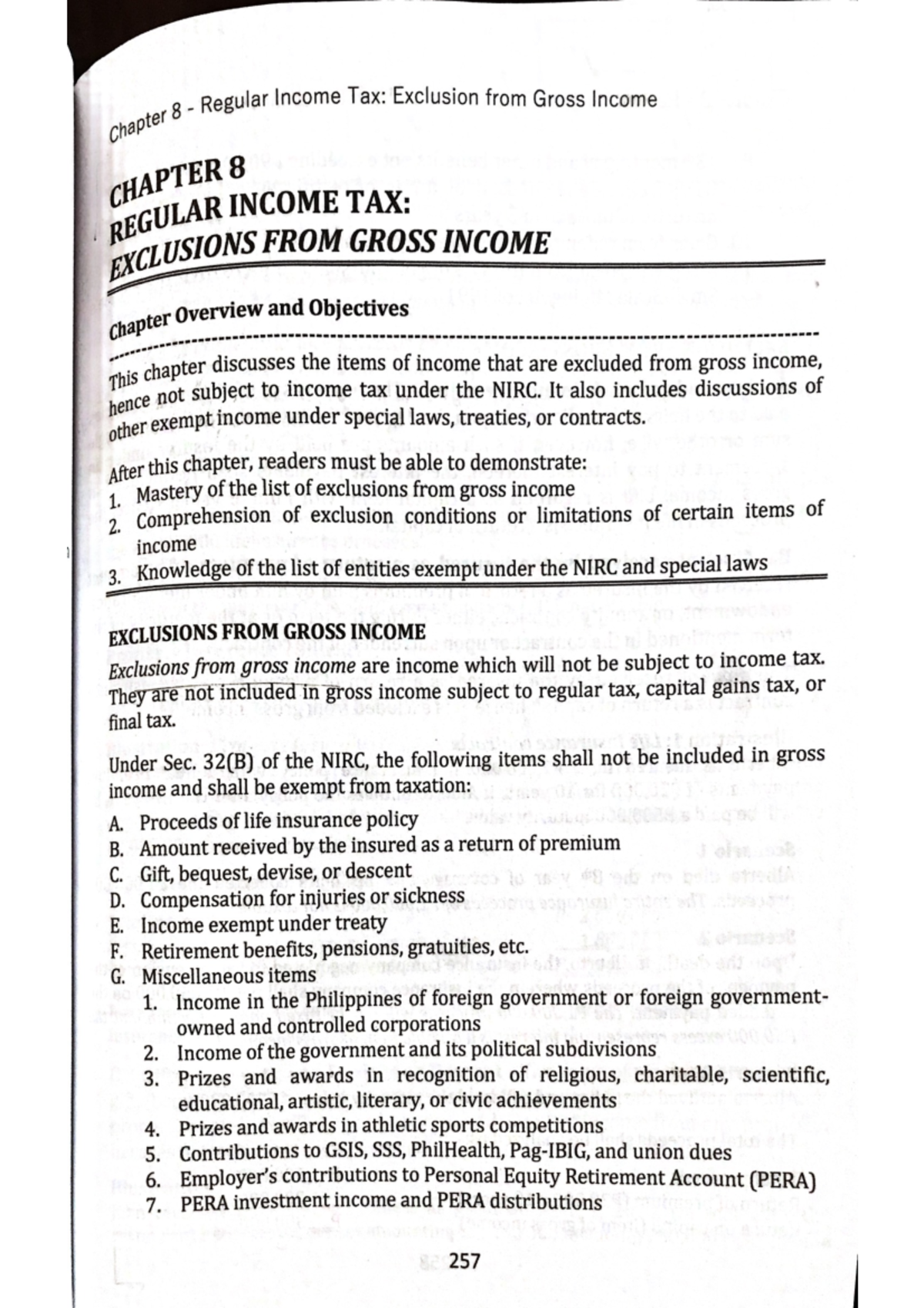Chapter 8 - exclusions gross income - 8 Regular Income Tax: Exclusion ...