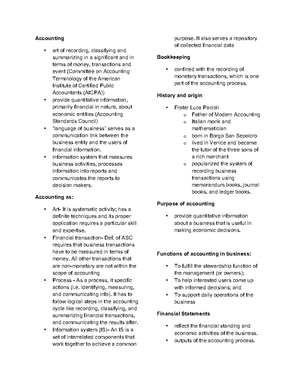 Introduction to Accounting (ACCT101): Key Concepts & Functions - Studocu