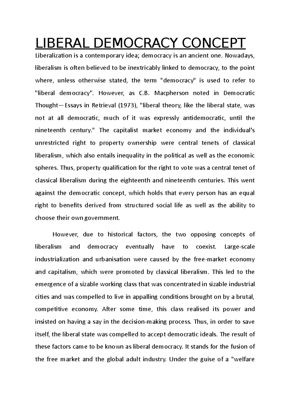 Liberal Democracy (POL 101): Understanding Its Core Concepts and ...