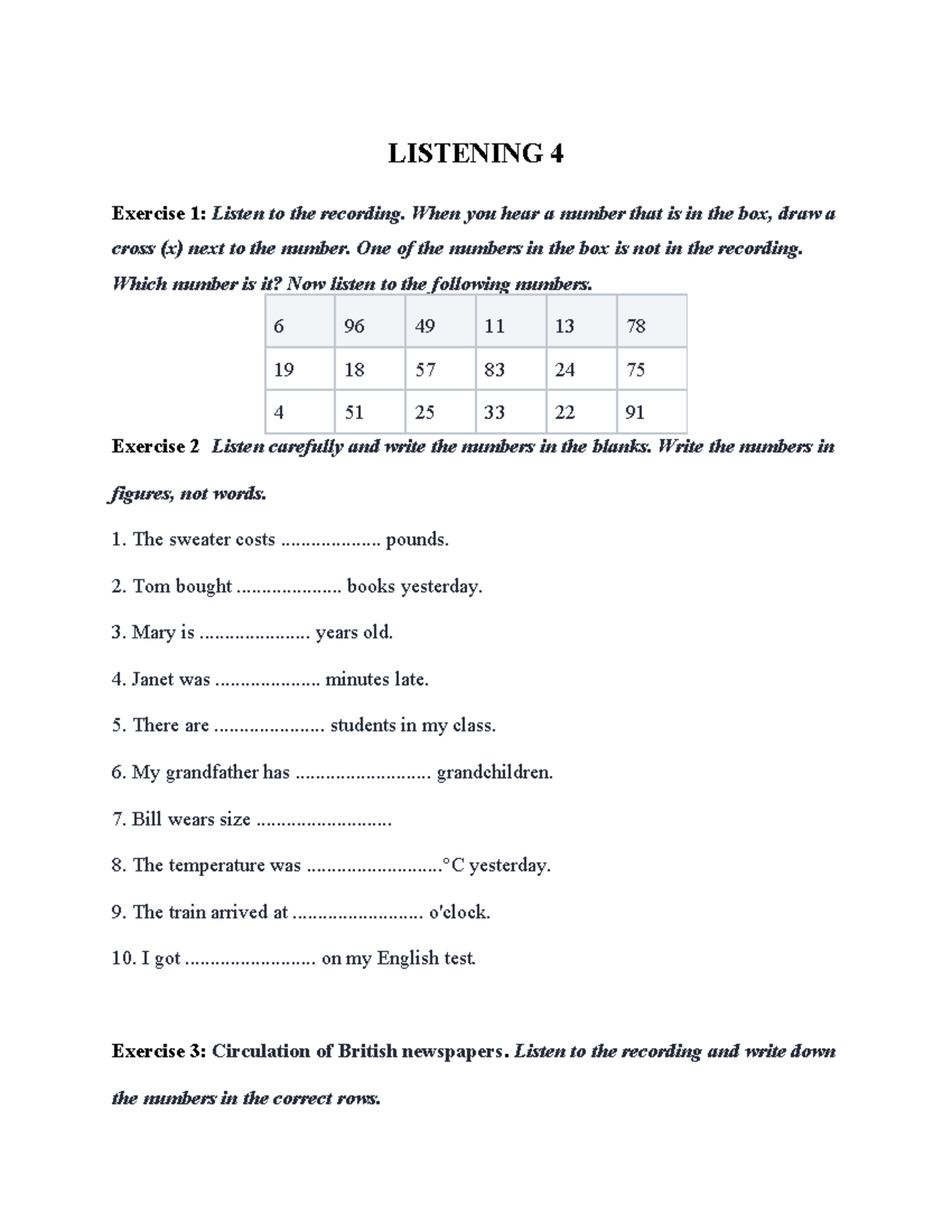 Listening 4 - Luyện nghe: Exercises and Activities for Listening ...