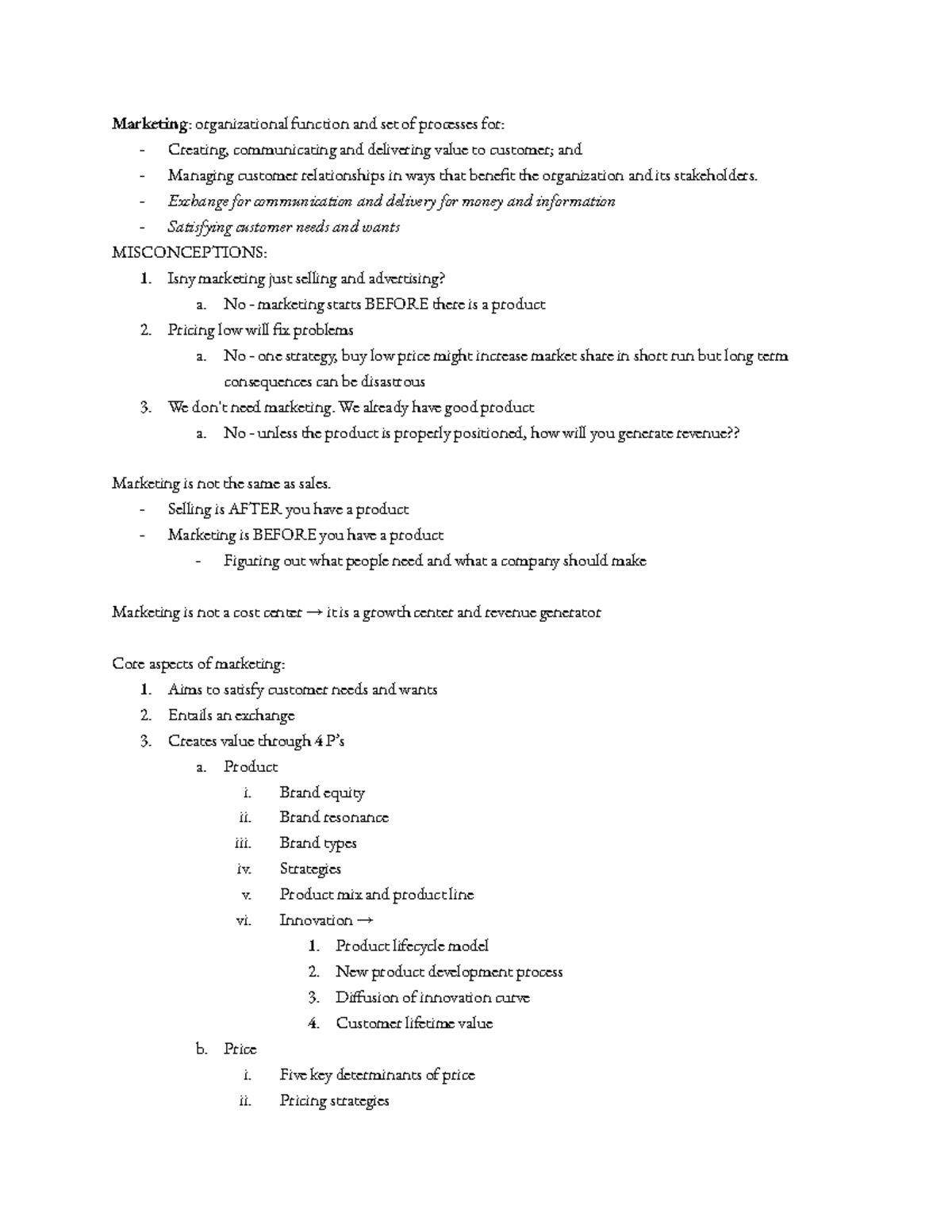Marketing - Study Guide for Exam 1 (MKT 101) - Studocu
