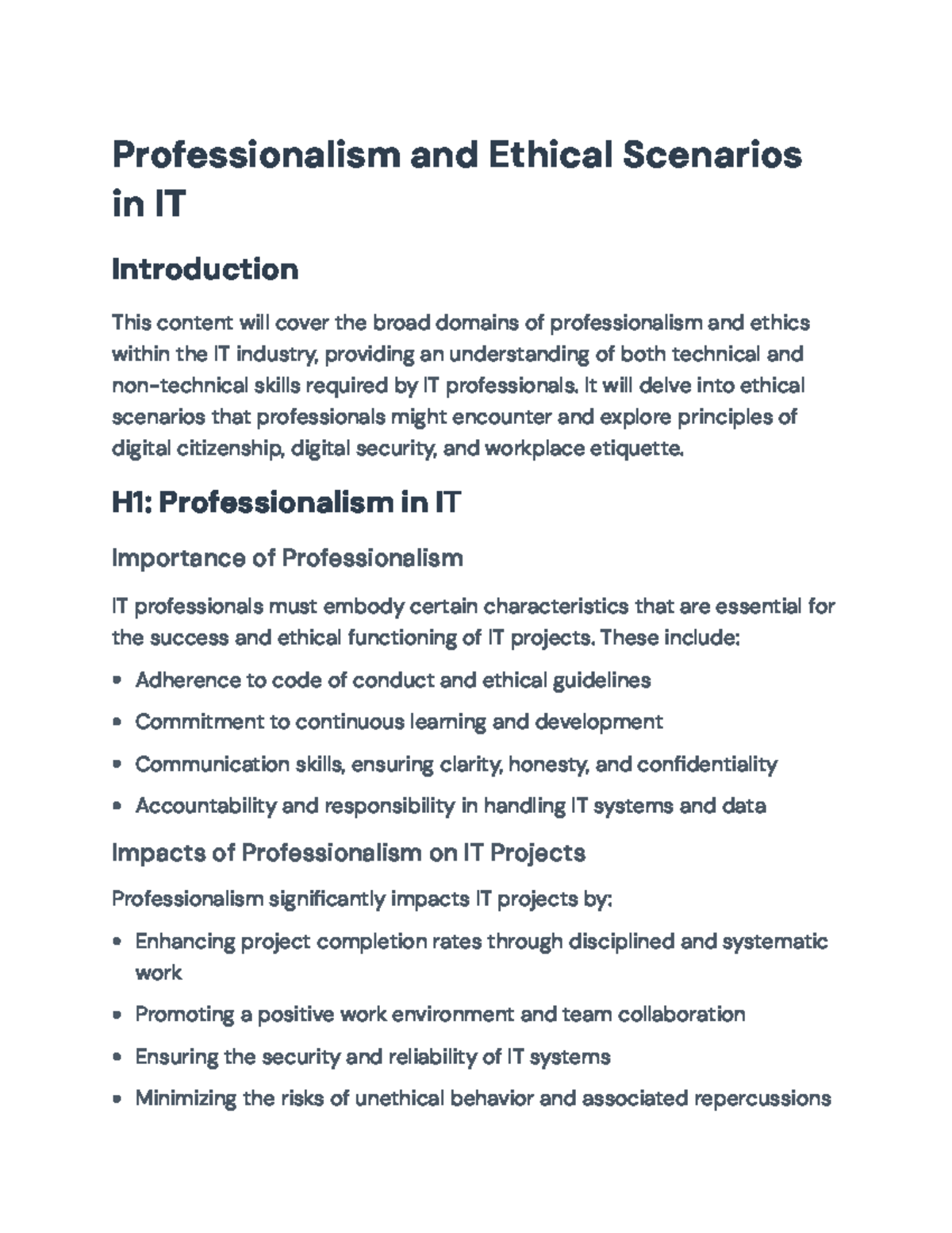 Ethics and Professionalism in IT: Key Skills and Scenarios ...