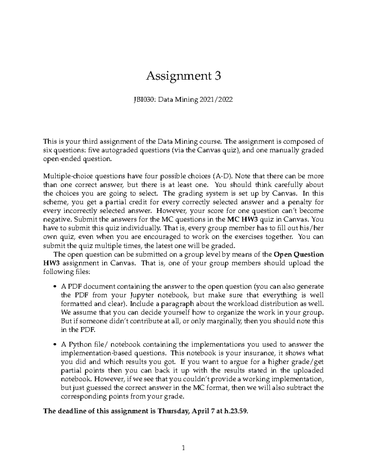 JBI030: Data Mining - Detailed Homework 3 Assignment Guide - Studeersnel