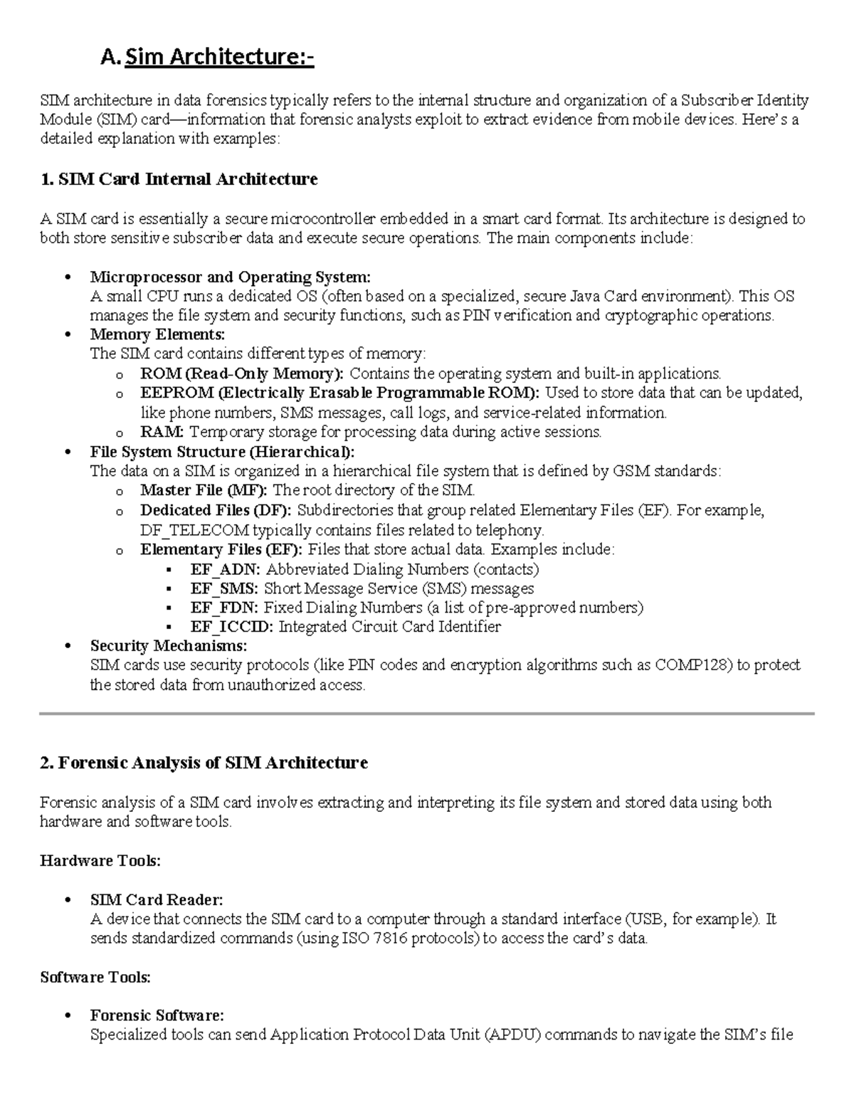 SIM Card Architecture in Digital Forensics: An Overview and Analysis ...