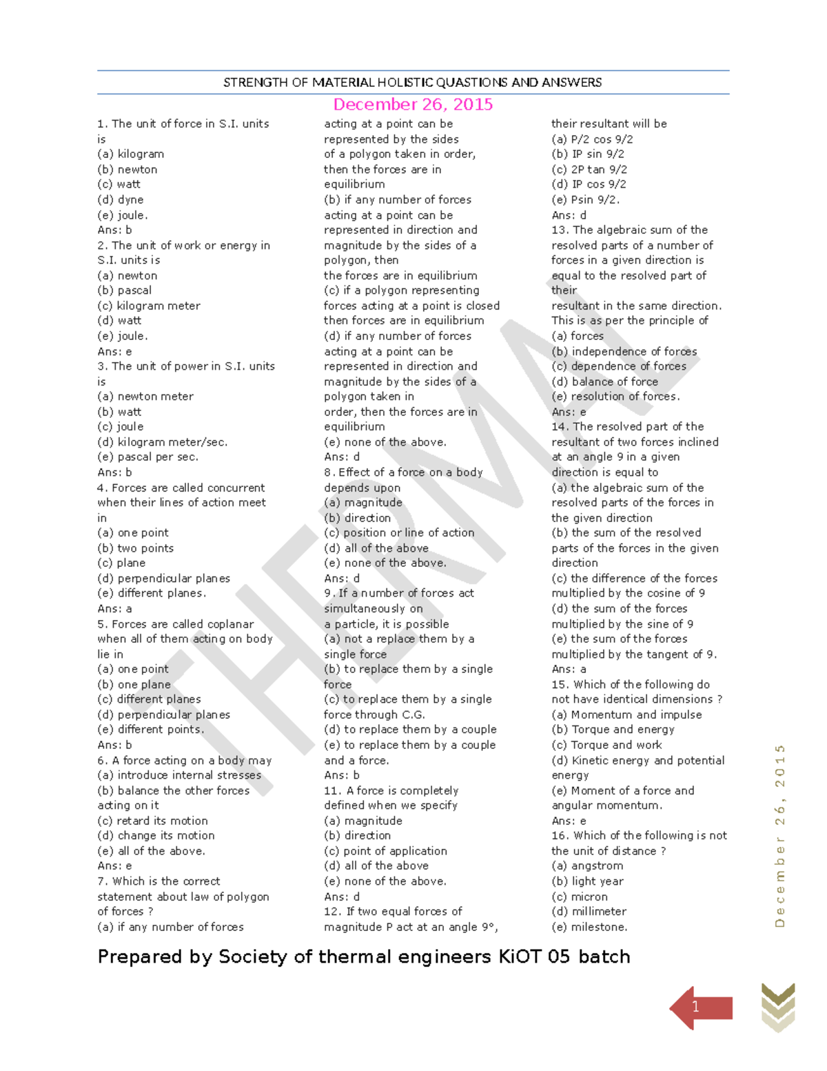 Strength of Materials Exit Exam Notes - KIOT 05 Batch - Studocu