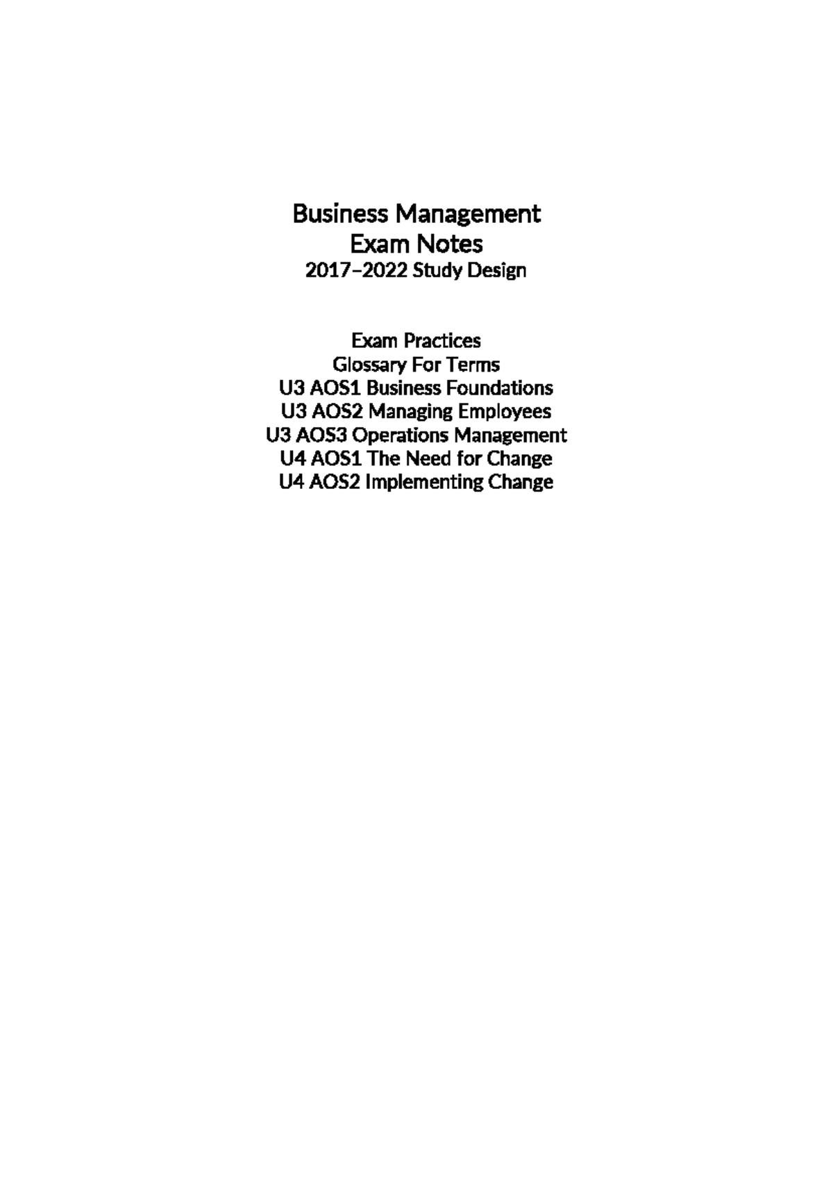 Business VCE Unit 3 & 4 Exam Notes: 2017-2022 Summary Guide - Studocu