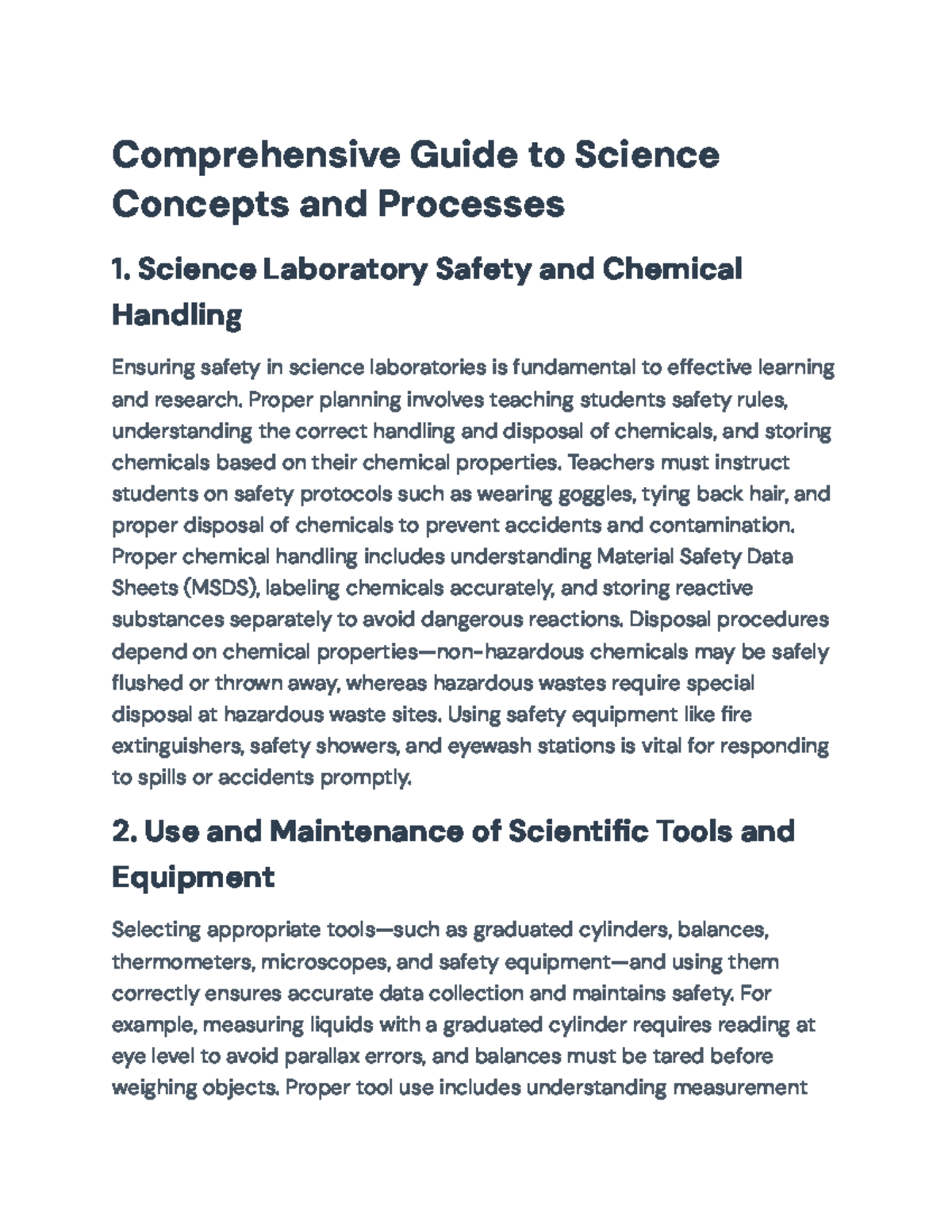 Comprehensive Overview of Science Concepts and Processes (SCI 101 ...