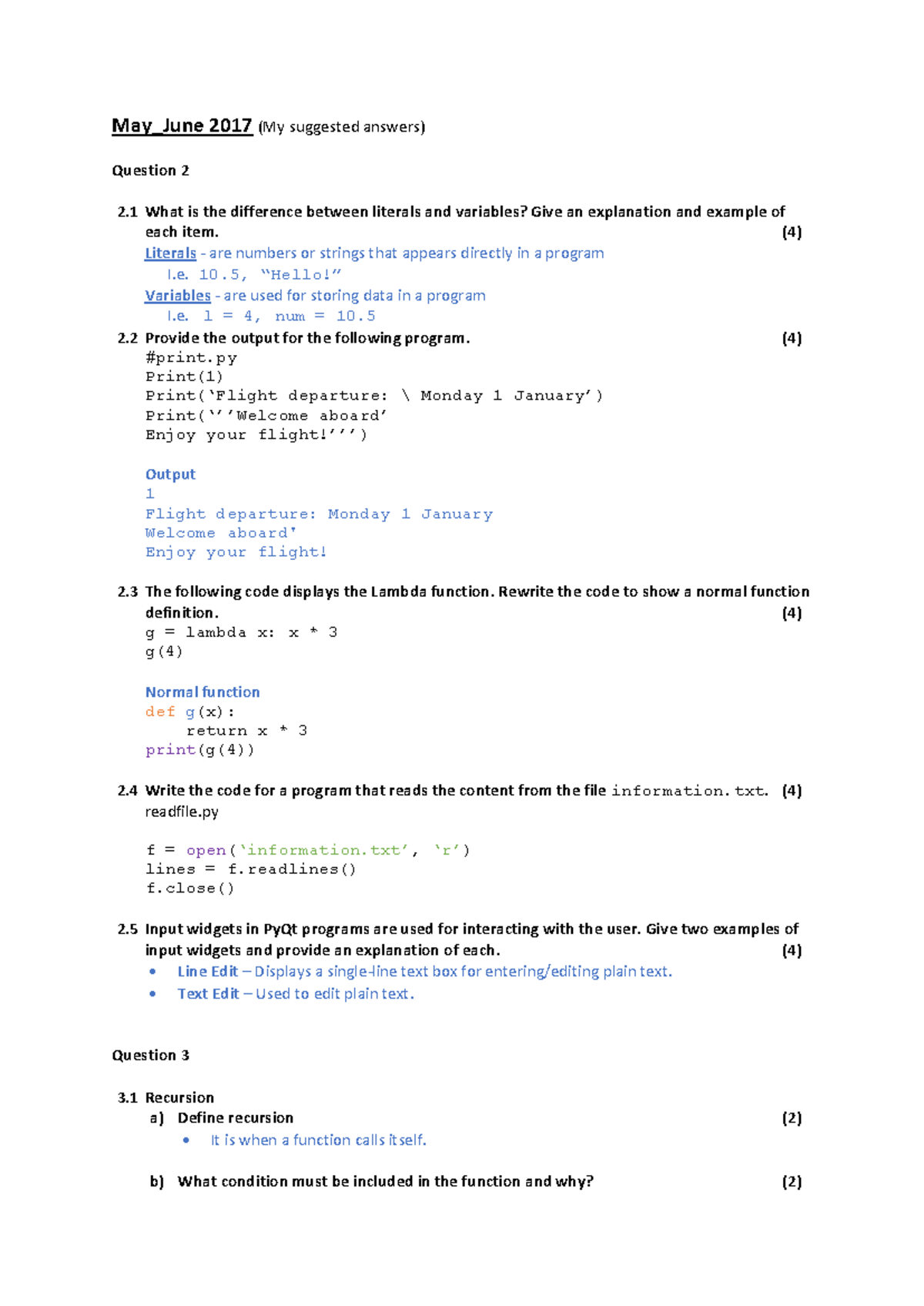 Exam June 2017 - Warning: TT: undefined function: 32 Warning: TT ...