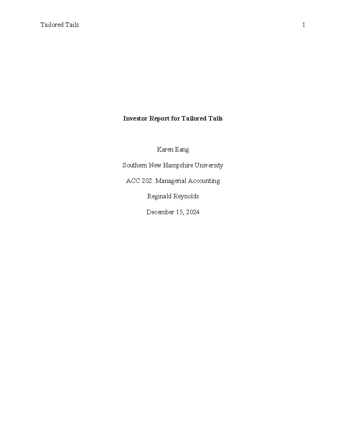 ACC 202 Investor Report - Tailored Tails 1 Investor Report for Tailored ...
