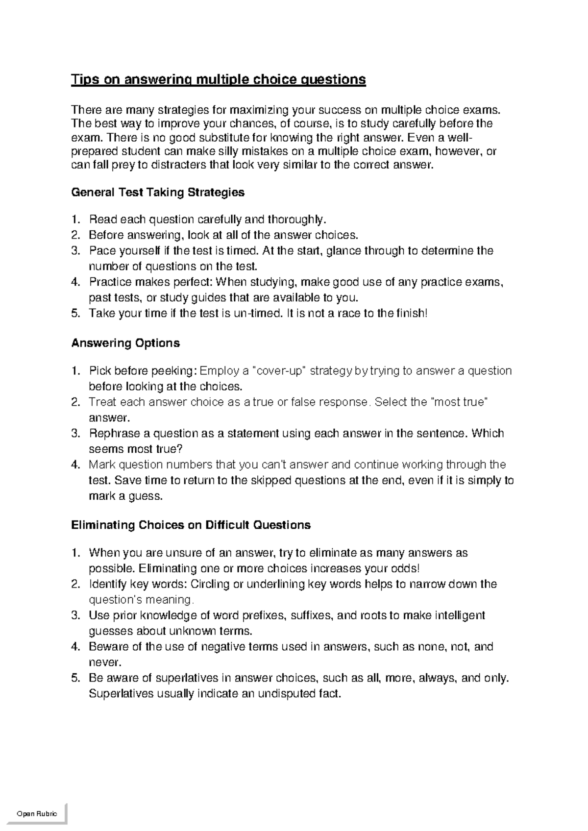 Effective Strategies for Mastering Multiple Choice Exams - Studocu