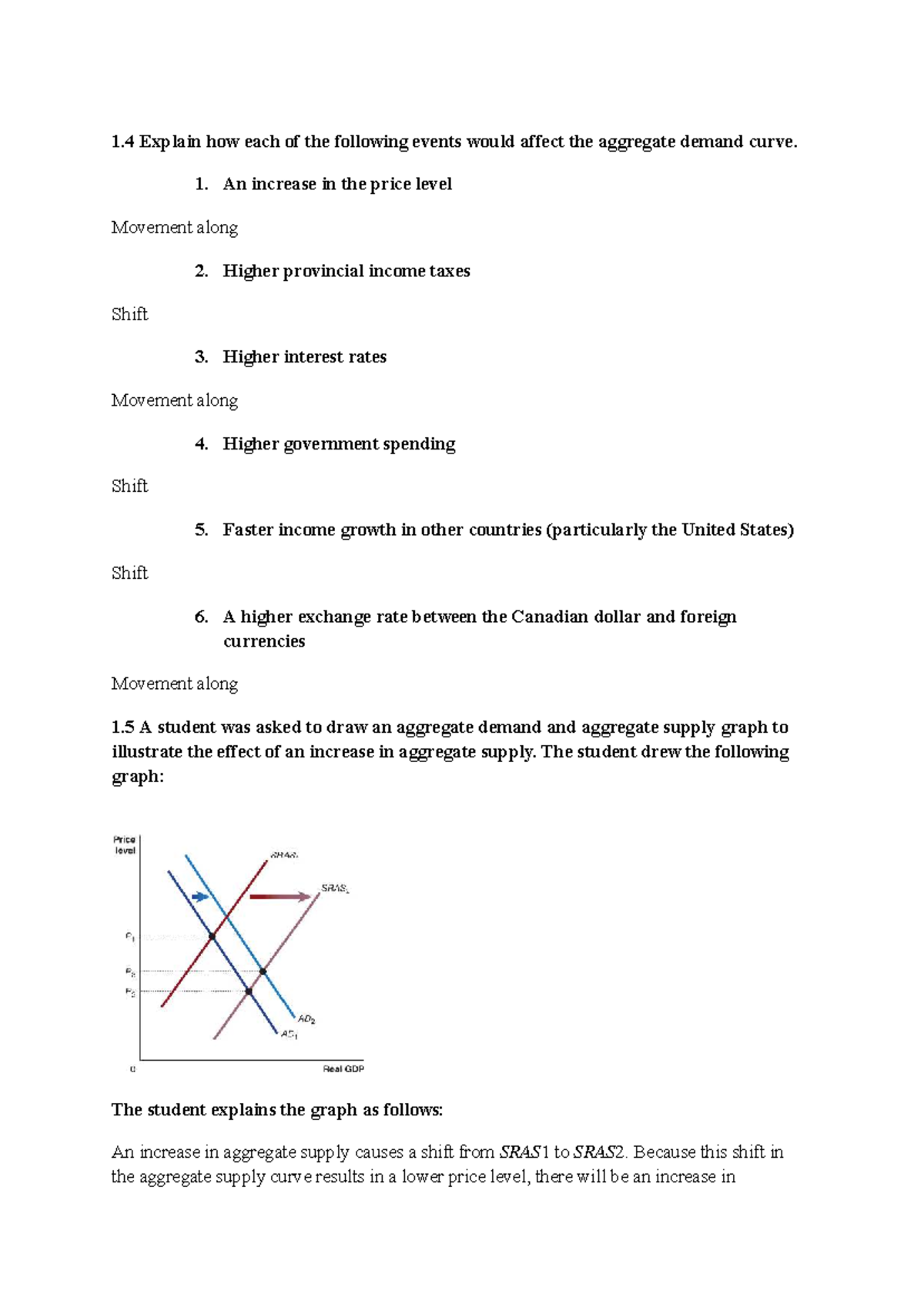 Exam Review Questions: Aggregate Demand & Supply Analysis - Studocu