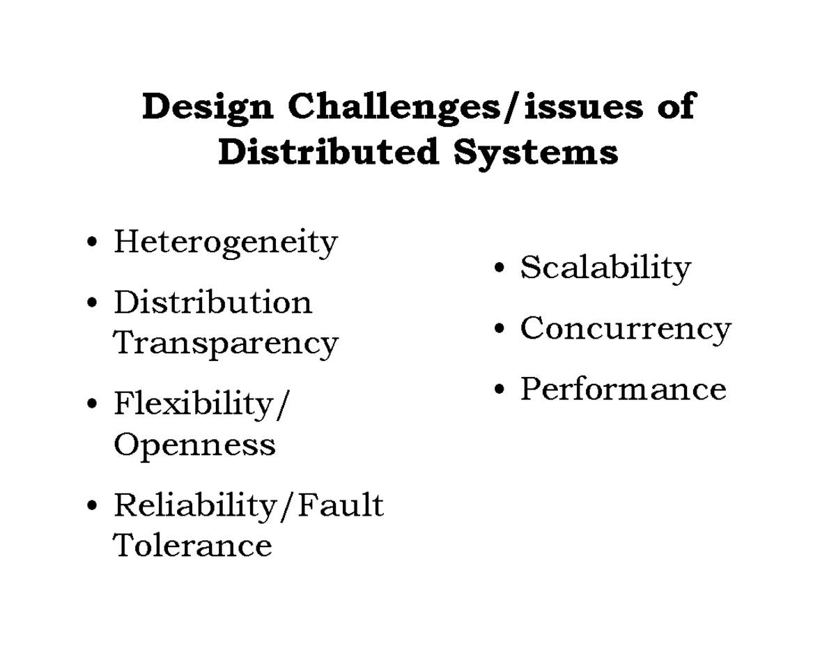 L2 - Design Issues in Distributed Systems: Heterogeneity, Scalability ...